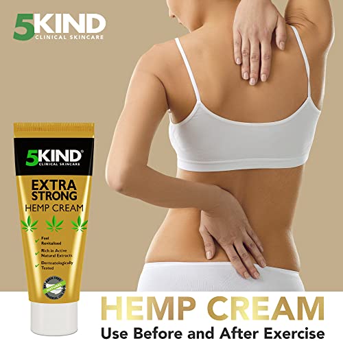 5kind Extra Strong Hemp Cream - High Strength Hemp Oil Formula - Joint & Muscle, Back Pain, Relief for Sore Muscles, Soothe Feet, Knees, Neck, Shoulders - Rich in Natural Extracts