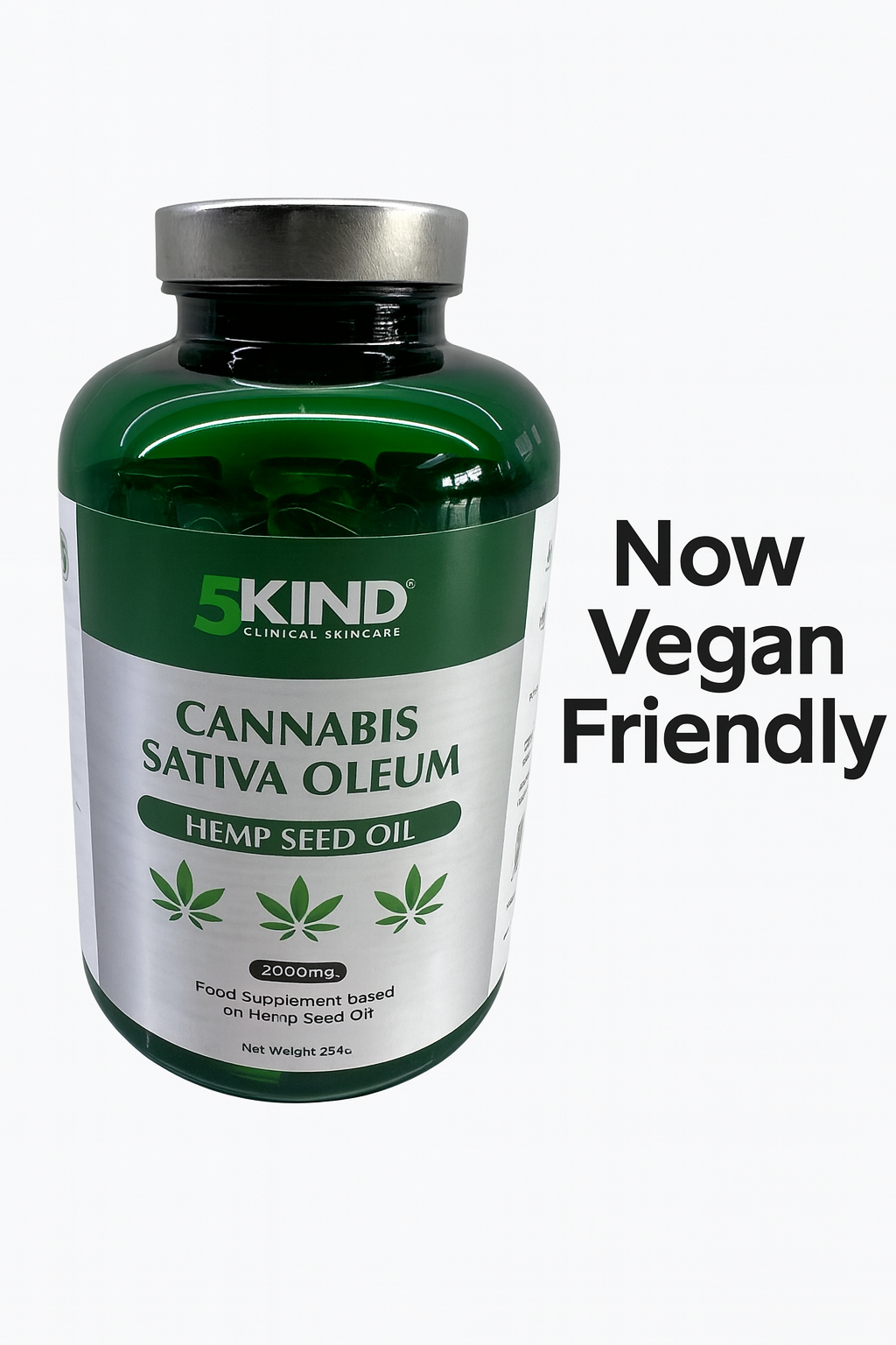 5Kind Hemp Seed Oil Softgels Now 100% Vegan Friendly