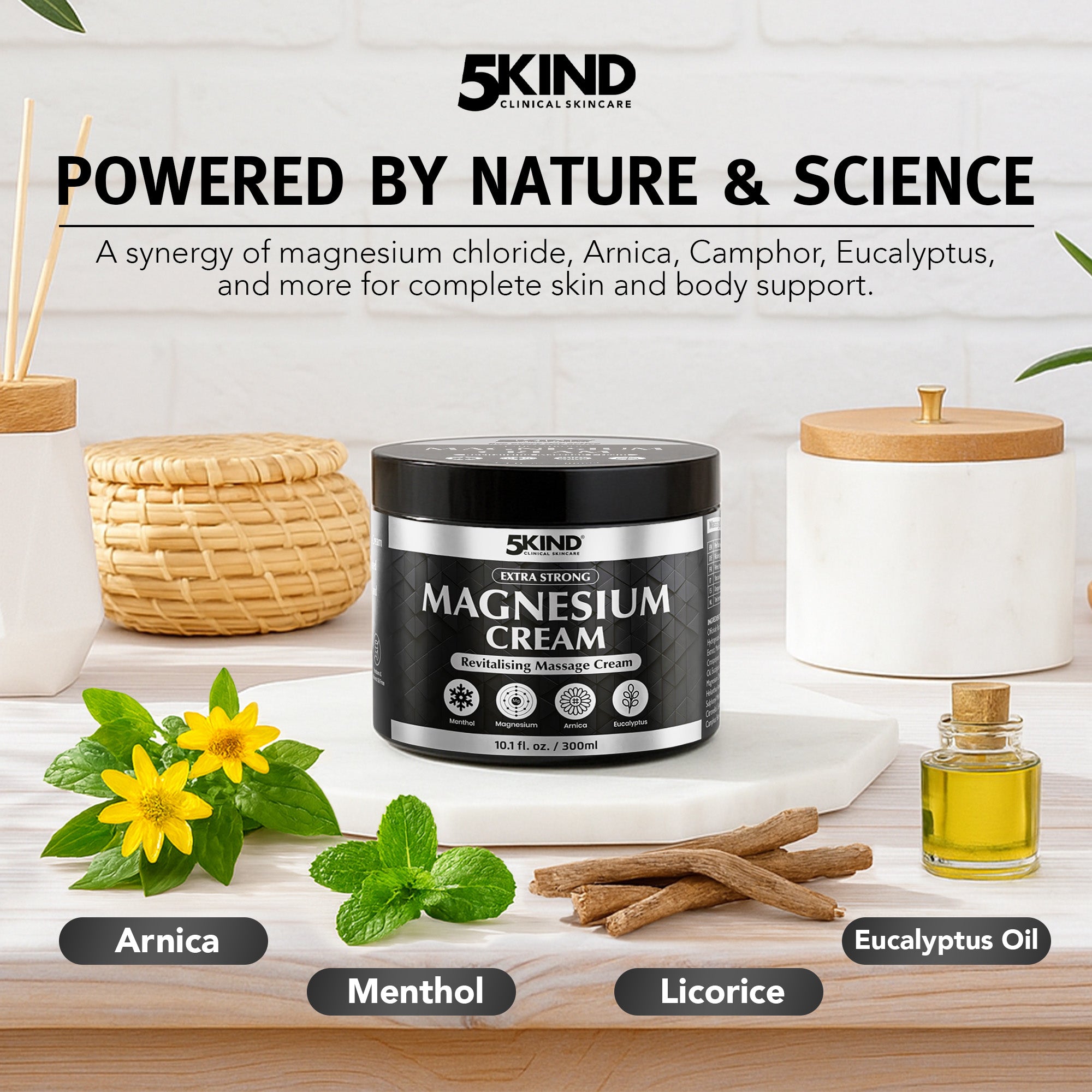 5Kind Extra Strong Magnesium Cream 300ml - Magnesium Cream for Massage ...