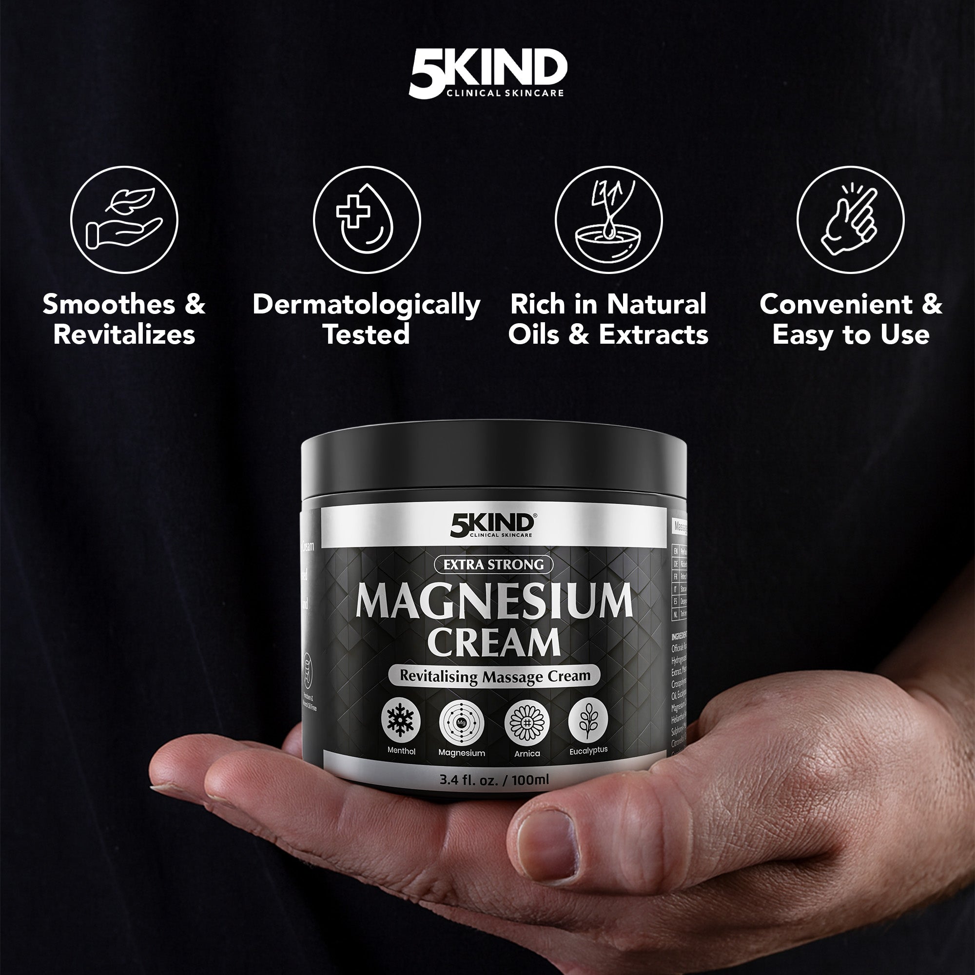 5Kind Extra Strong Magnesium Cream 100ml - Magnesium Cream for Massage ...