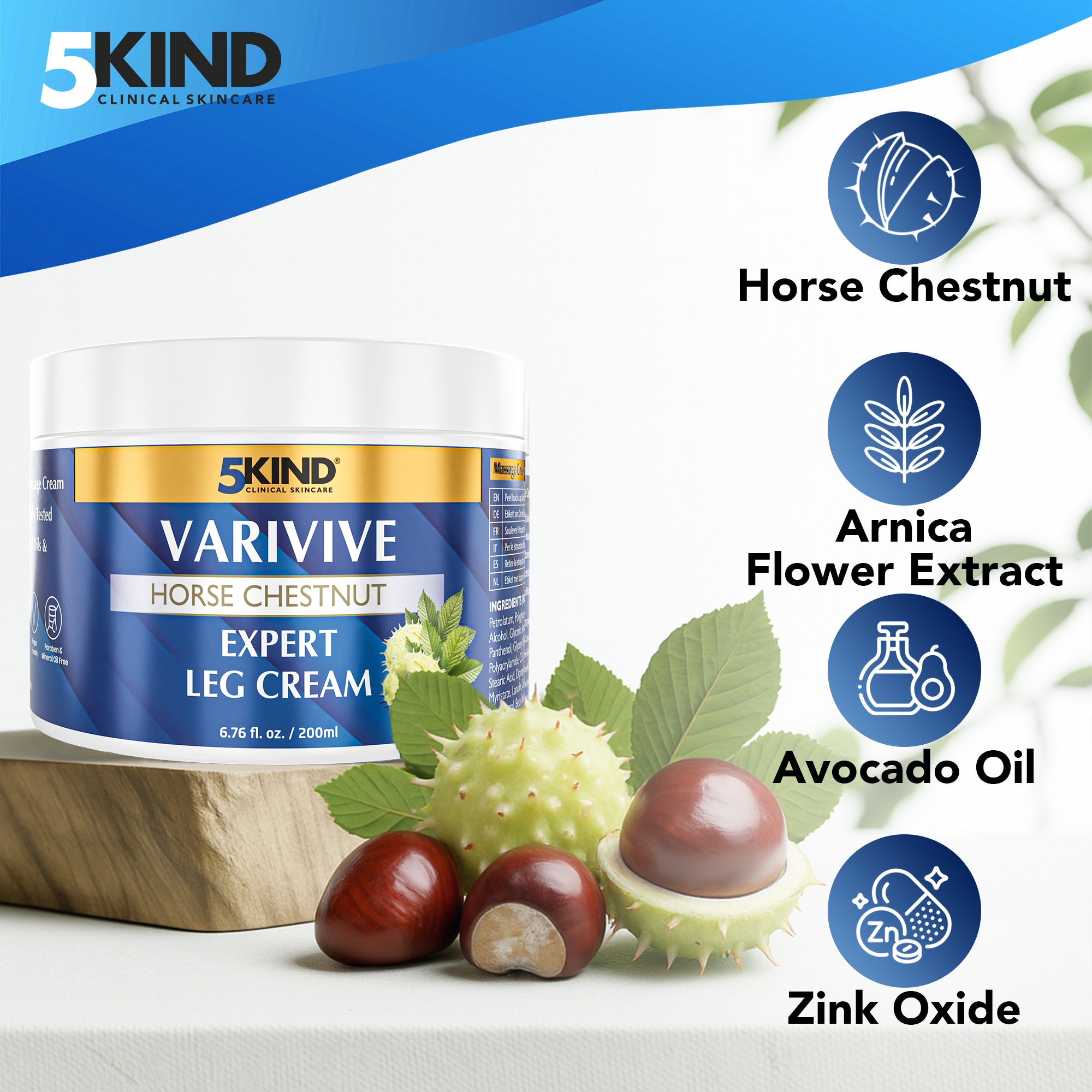 5Kind náttúrulegt æðahnúta- og æðahnútakrem