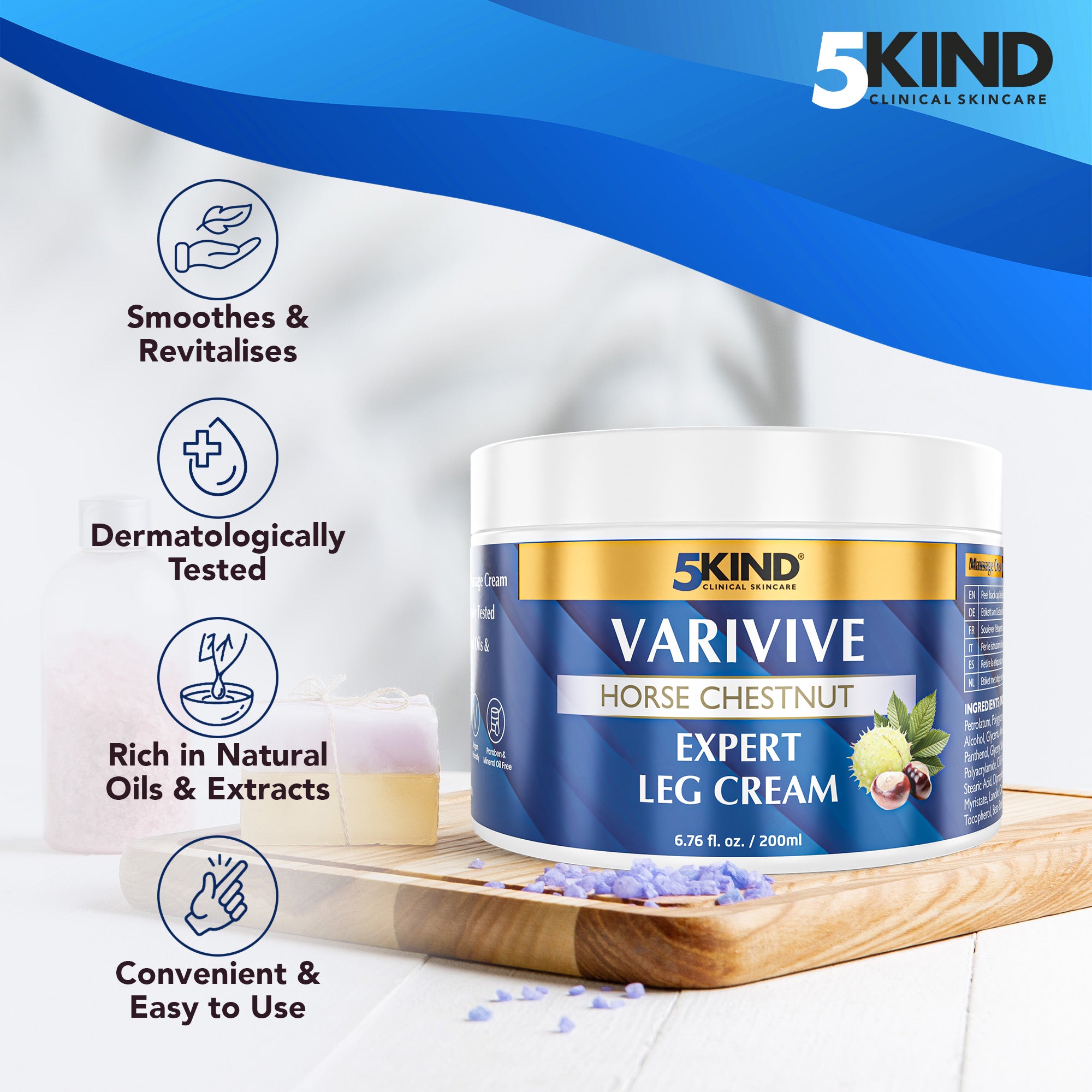 5Kind náttúrulegt æðahnúta- og æðahnútakrem