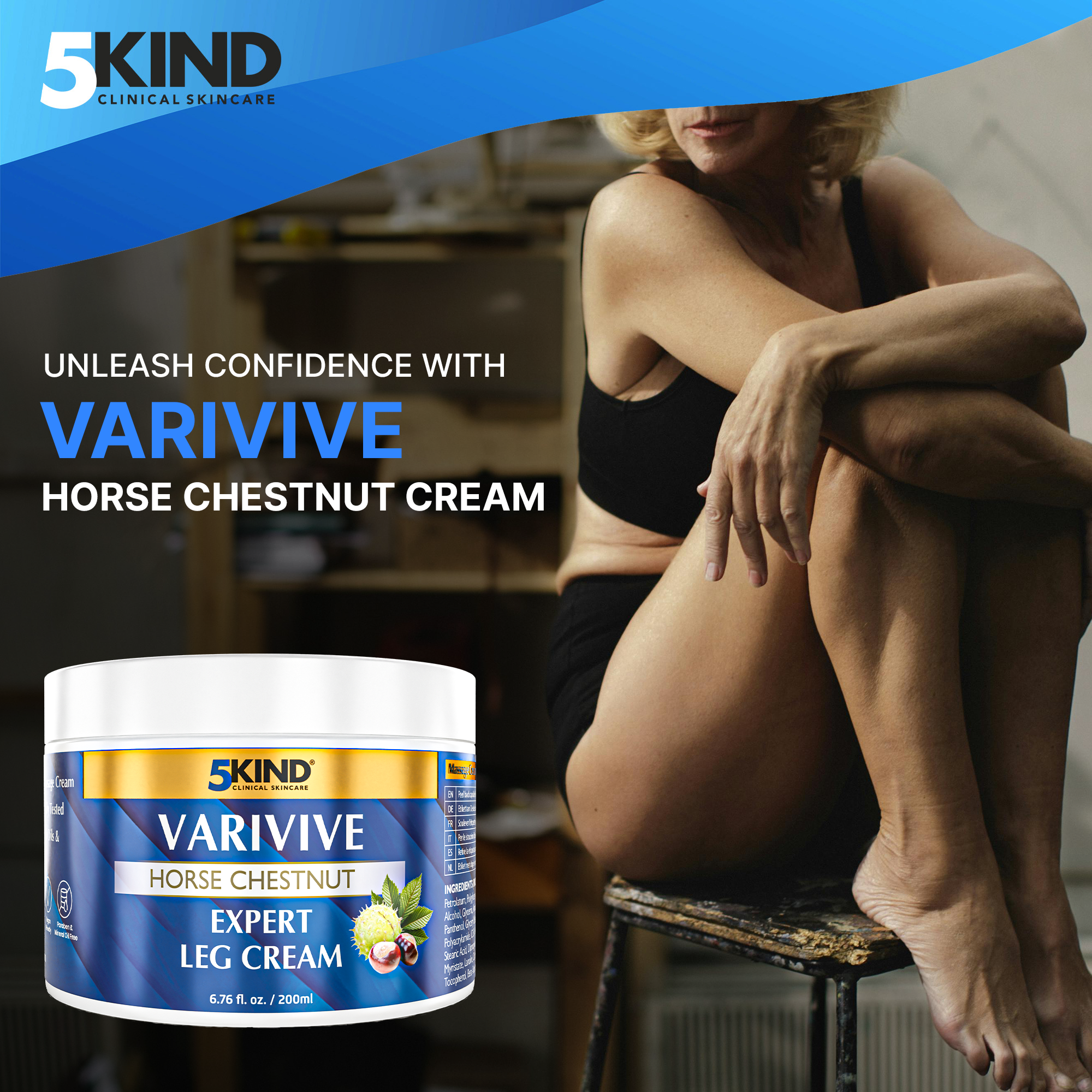 VARIVIVE Horse Chestnut Leg Cream – 200ml Varicose Veins Treatment With Zinc & Arnica