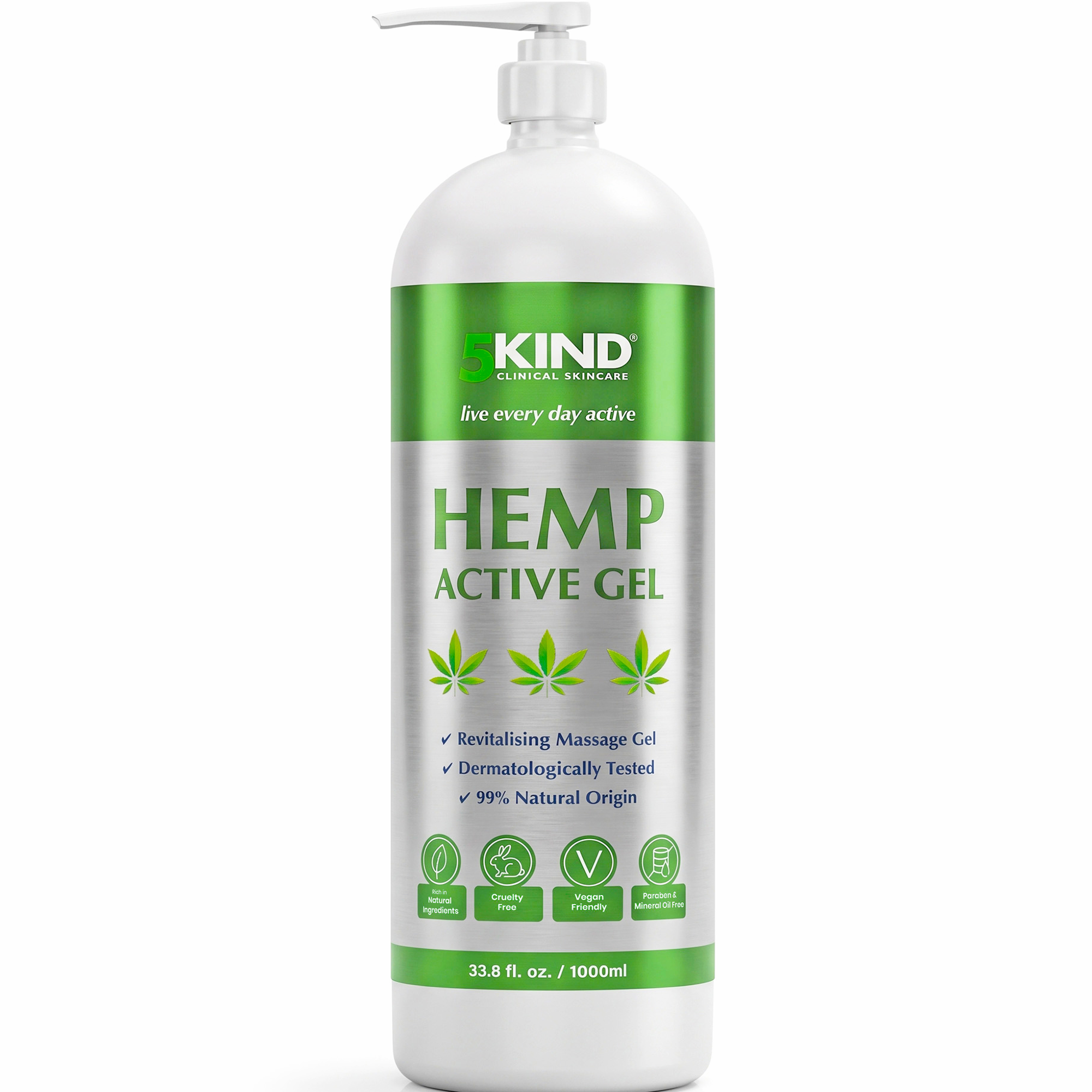 5Kind Hemp Active Gel 1L - Hemp Gel for Refreshing Massage