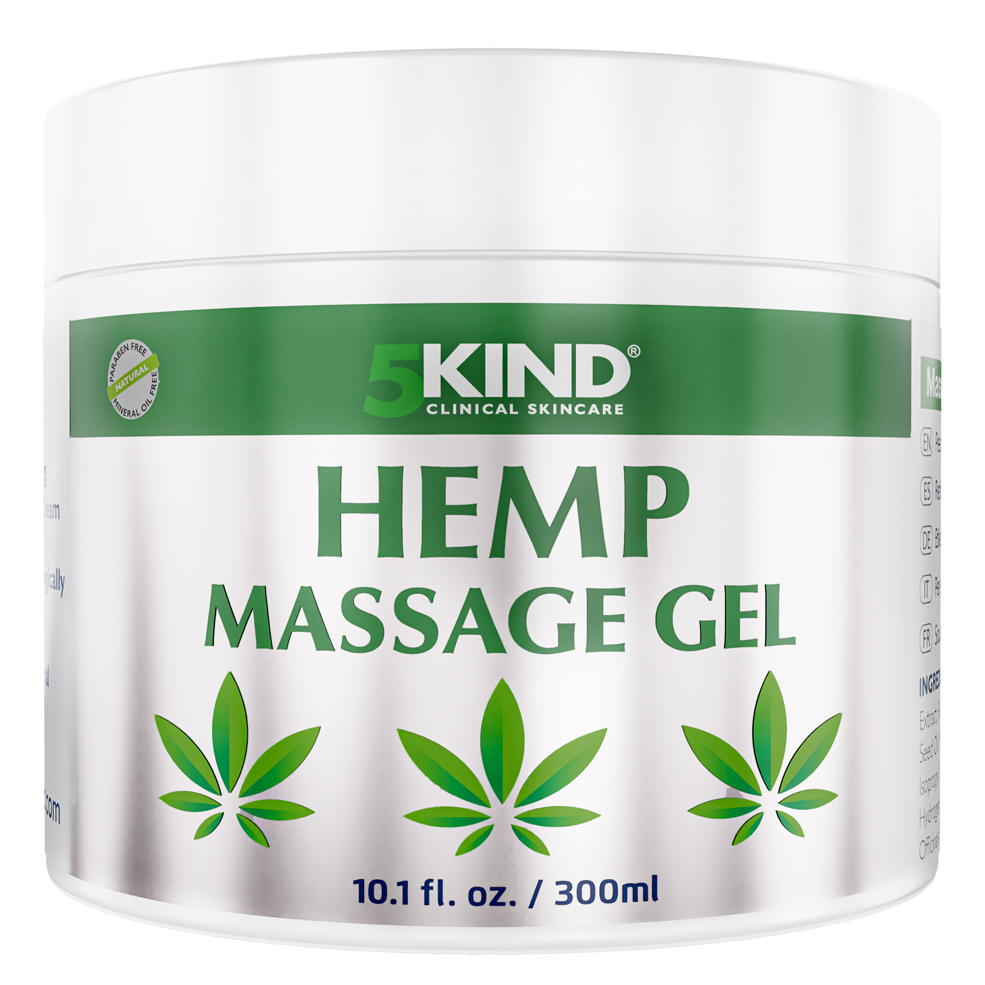 5kind Hemp Active Gel 300ml - High Strength Formula - Natural Hemp Massage Gel for Back, Muscles, Feet, Knees, Neck & Shoulders - Hemp Gel Muscle Rub Rich in Natural Extracts