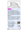 Back label of a skincare product with text and ingredients on a white background