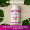 Vaginal moisturizer bottle with green leaves on a beige background