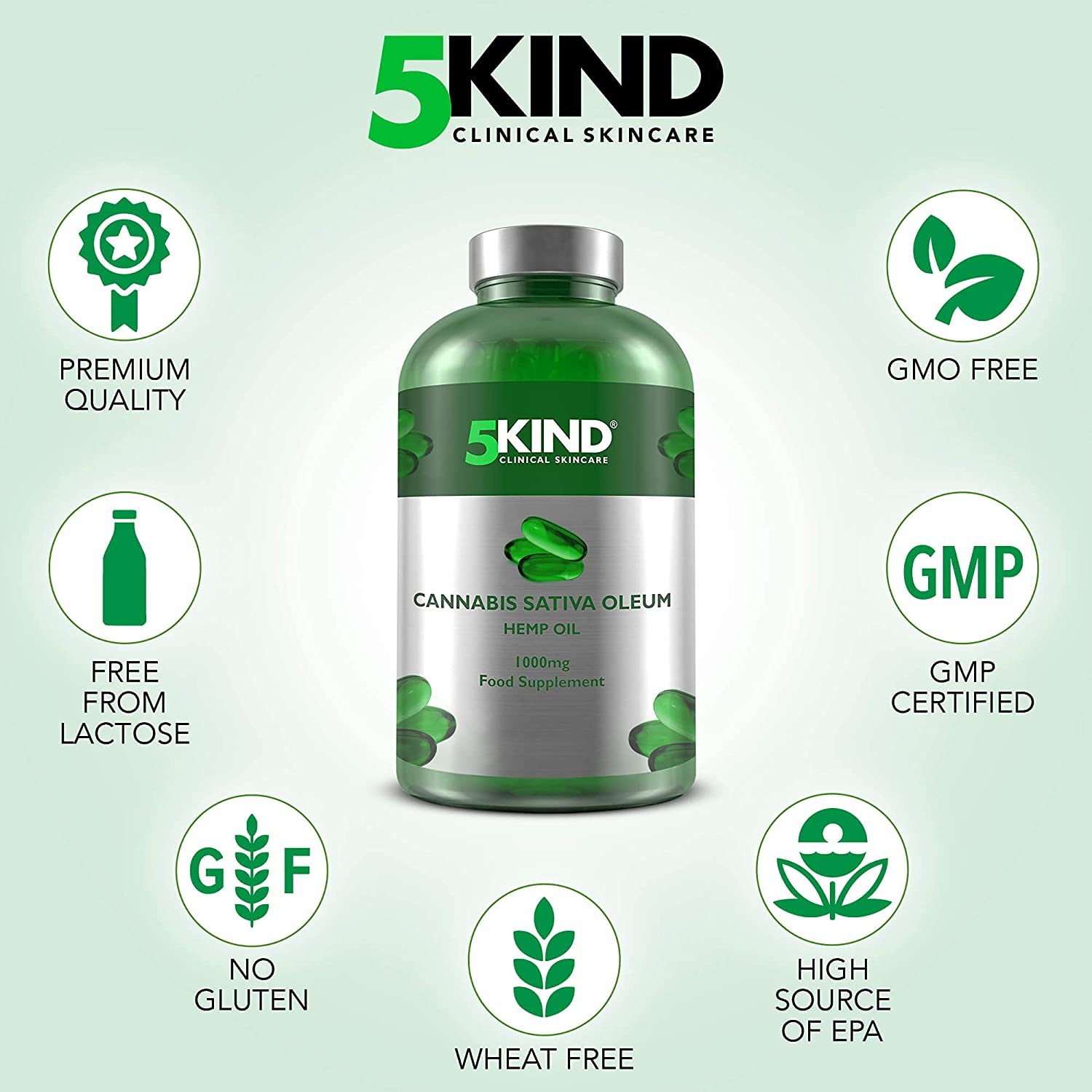 5Kind Cannabis Sativa Seed Oil 1000mg Softgels