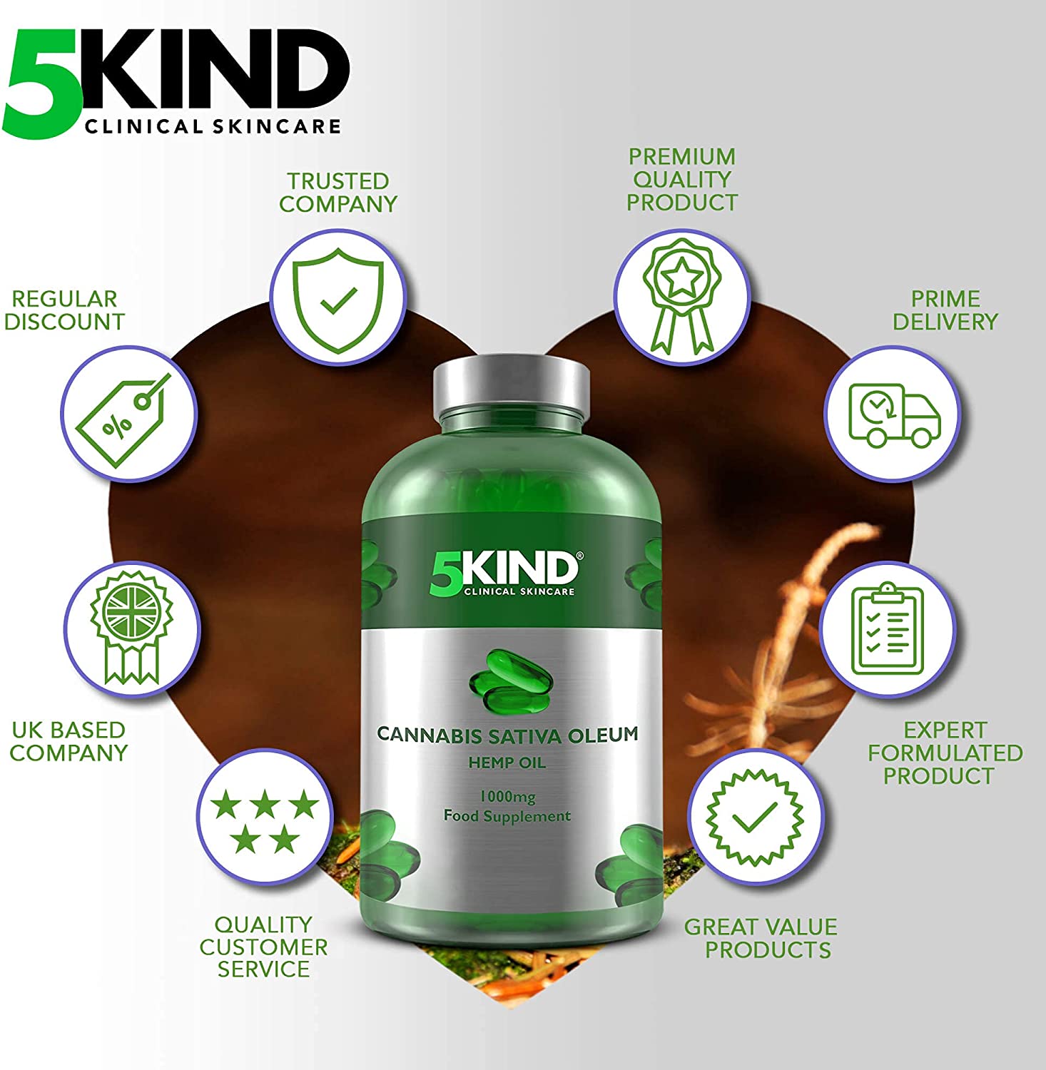 5Kind Cannabis Sativa Seed Oil 1000mg Softgels