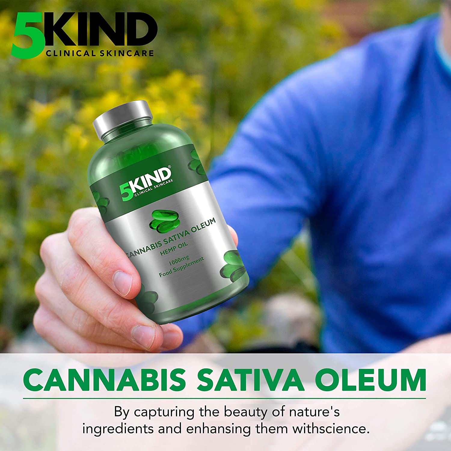 5Kind Cannabis Sativa Samenöl 1000mg Weichkapseln