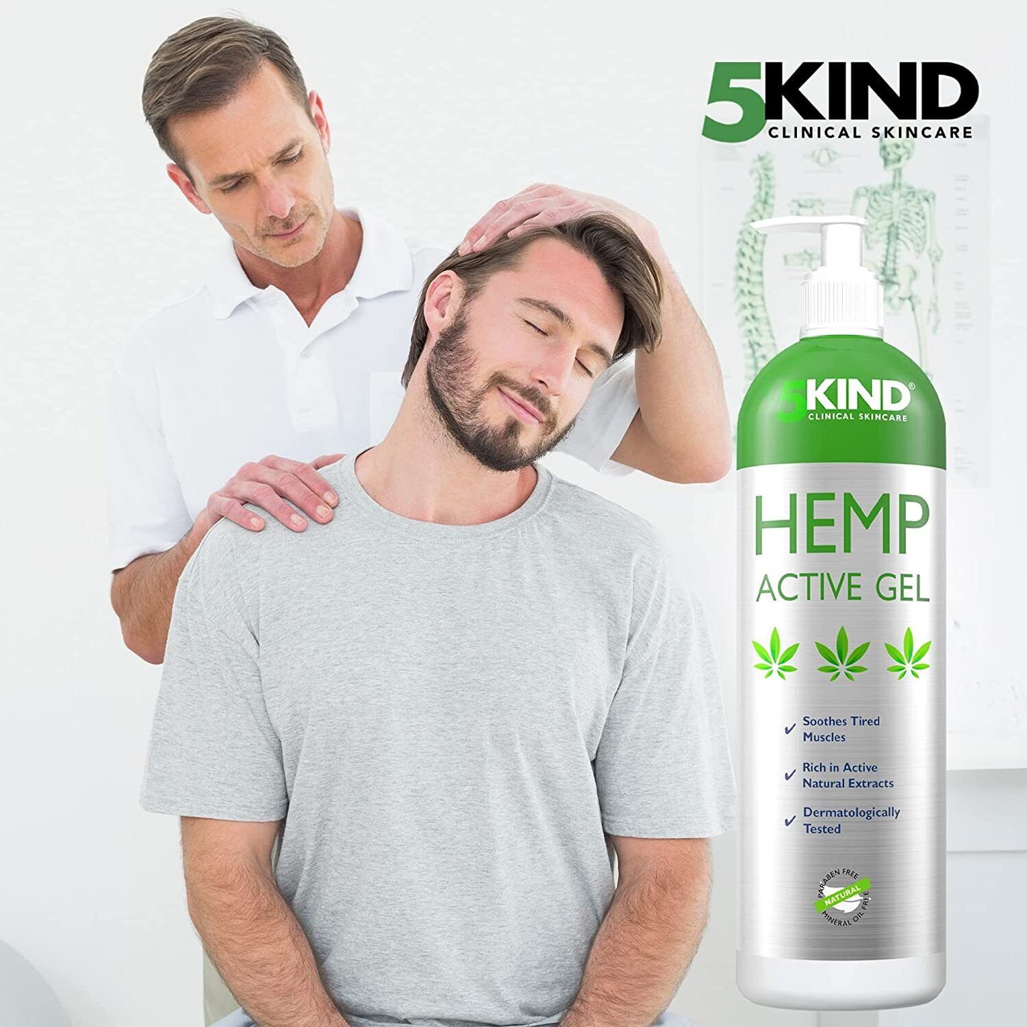 5kind Hanf-Aktivgel Hanfsalbe 1000ml–Lindert Gelenk-, Muskel-, Rückenschmerzen