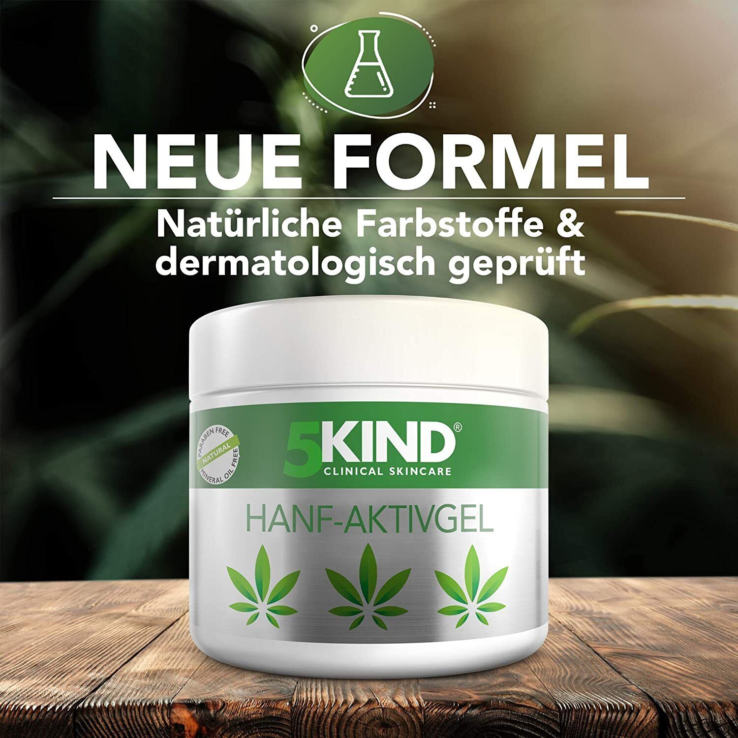 5kind Hanf-Aktivgel Hanfsalbe 500ml–Lindert Gelenk,Muskel,Knie, Rückenschmerzen