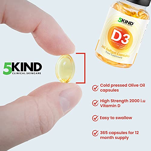 5Kind Vitamin D3 2000IU hohe Stärke Weichkapseln