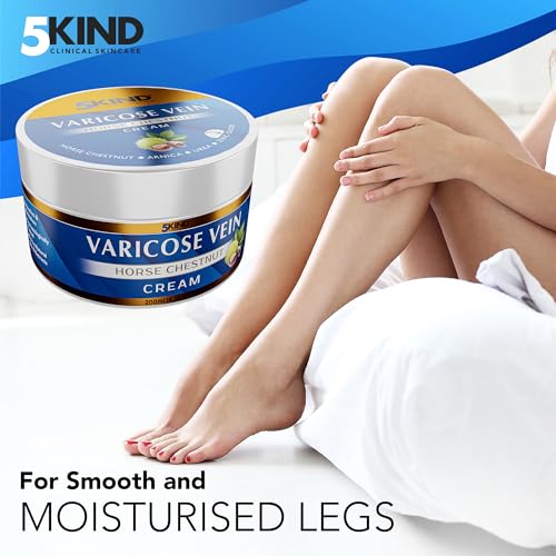 Varicose Vein Tired Legs- Soothing and Smoothing Natural Cream by 5kind- Spider Veins- 200ml