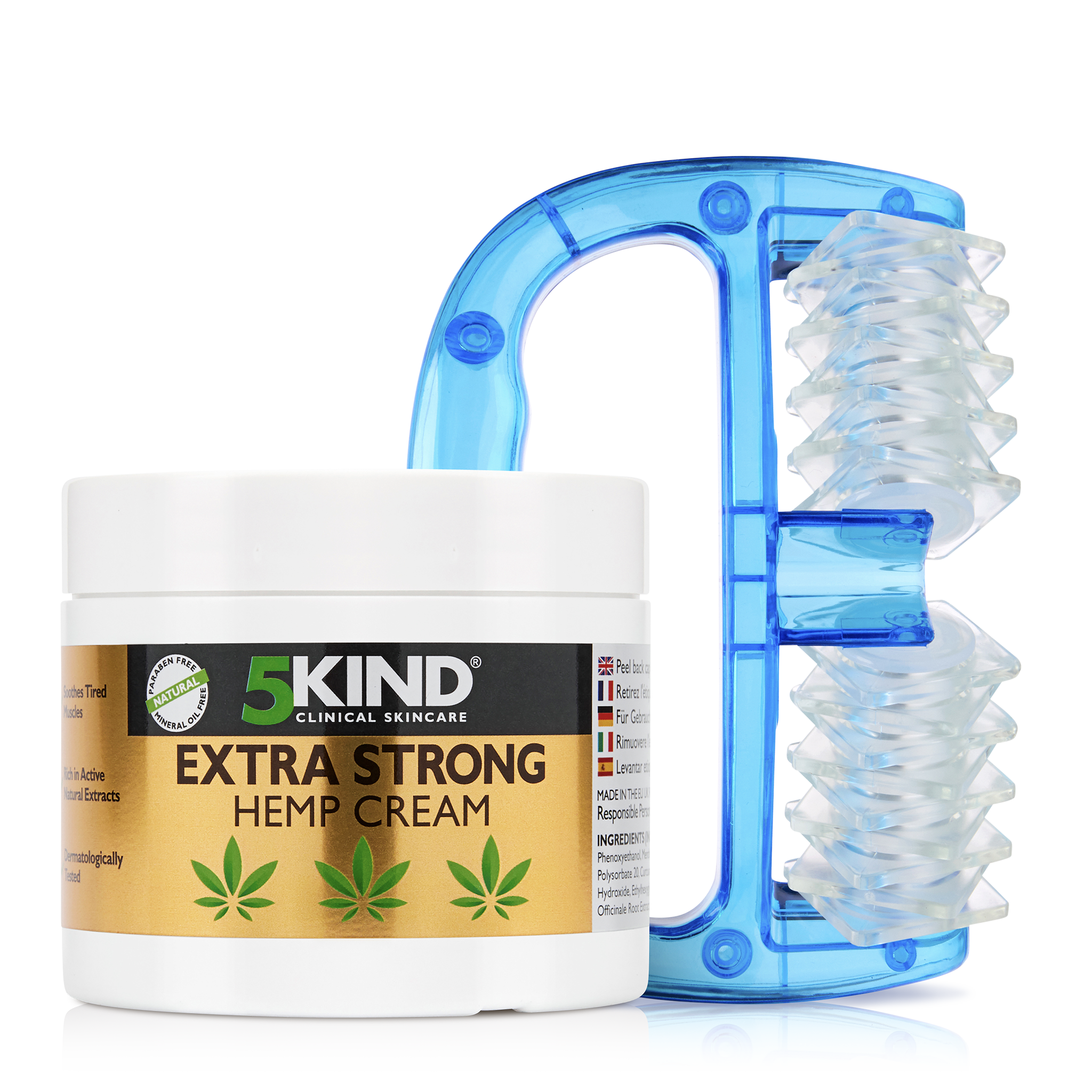 5Kind Extra Strong Hemp Cream 300ml + Hand Massager Set