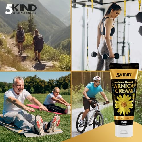 5kind Extra Strong Arnica Cream 100ml - Fast Acting Arnica Cream for Bruising and Swelling - Intensive Arnica Montana Extract Bruise Cream - Natural Muscle Cream for Muscles & Joints