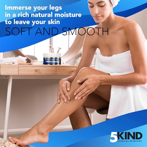 Varicose Vein Tired Legs- Soothing and Smoothing Natural Cream by 5kind- Spider Veins- 200ml