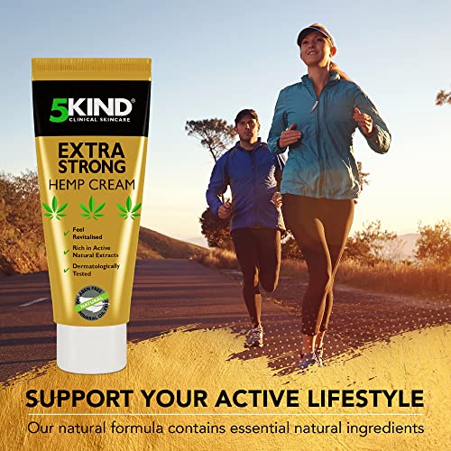 5kind Extra Strong Hemp Cream - High Strength Hemp Oil Formula - Joint & Muscle, Back Pain, Relief for Sore Muscles, Soothe Feet, Knees, Neck, Shoulders - Rich in Natural Extracts