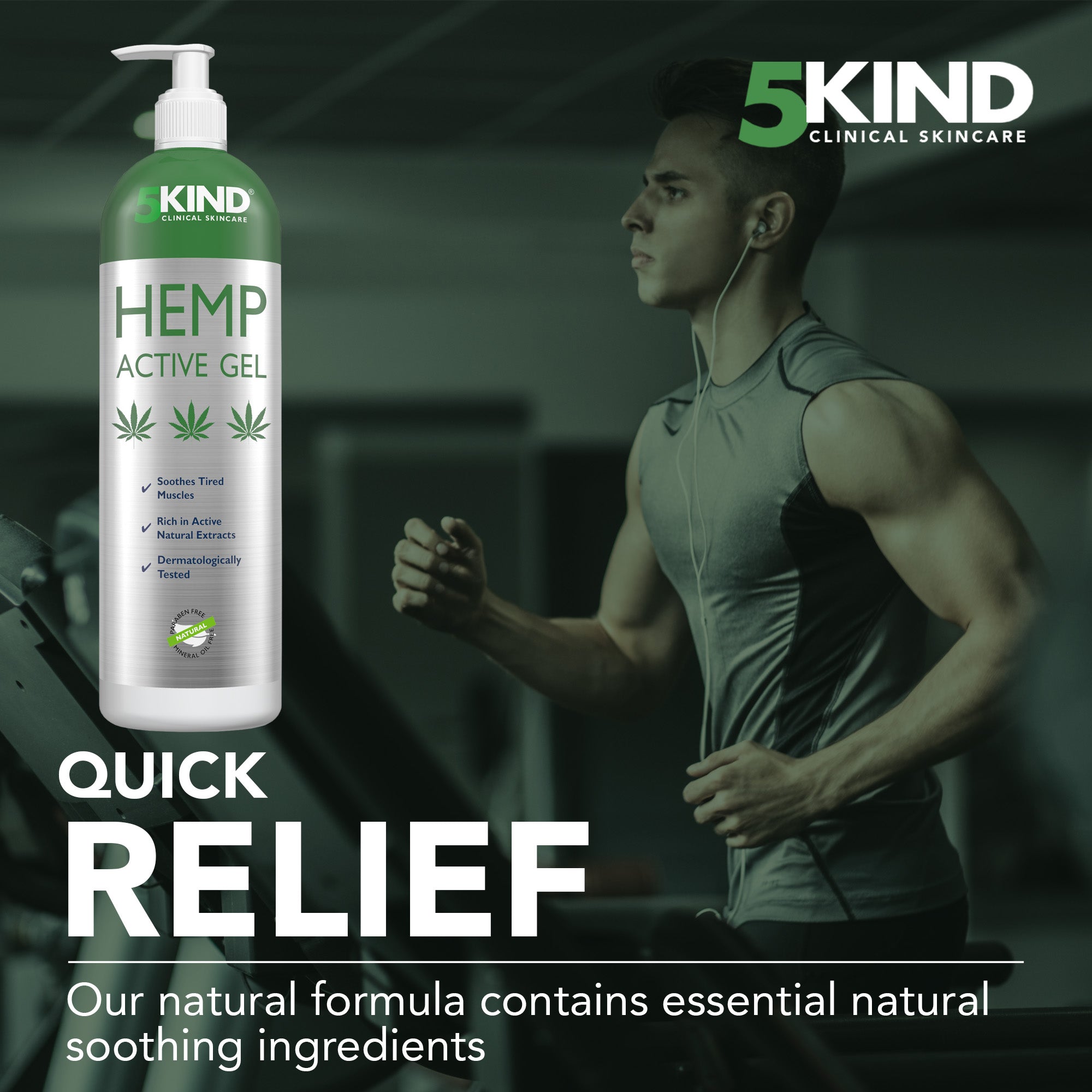 Natural Extracts Active Relief Gel til að róa fætur, hné, bak, axlir