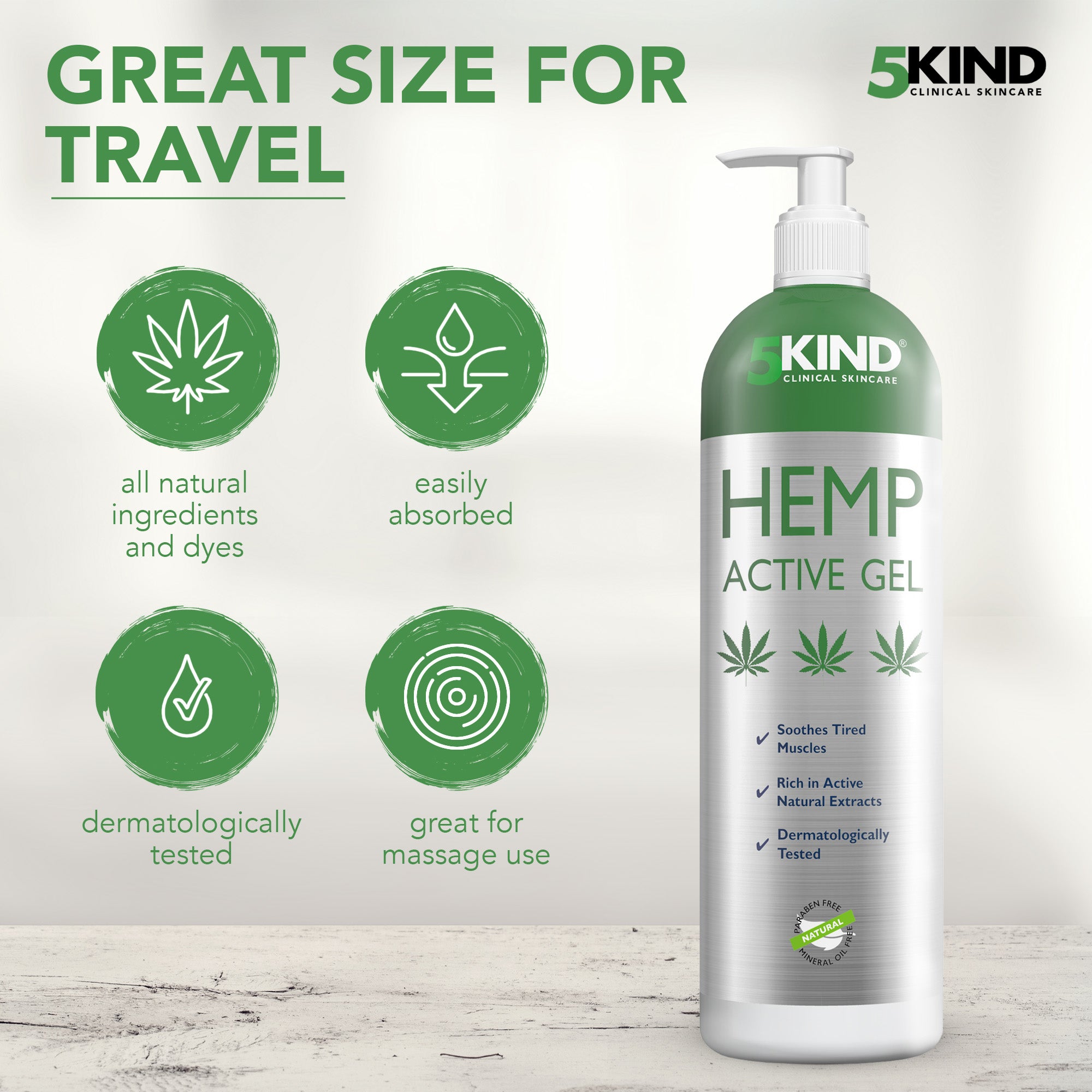 Natural Extracts Active Relief Gel til að róa fætur, hné, bak, axlir