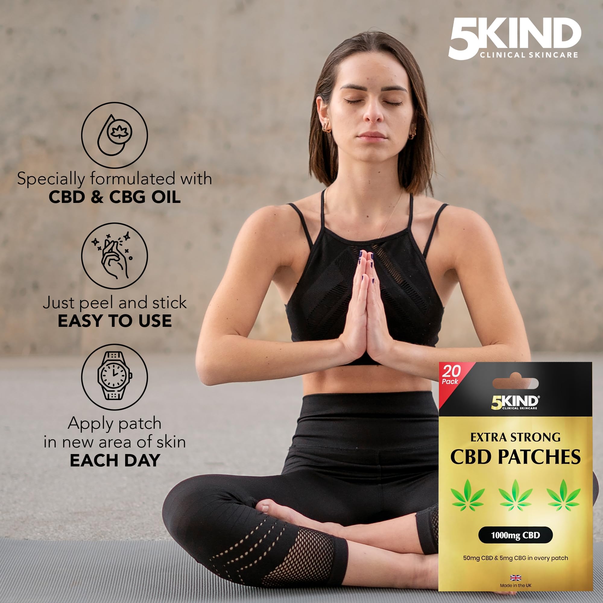 Extra Strong CBD Patches 1000mg - 50mg CBD & 5mg CBG in Every Patch - Calming Cannabidiol, Cannabigerol & Hemp Patches - Natural Patch Made in UK